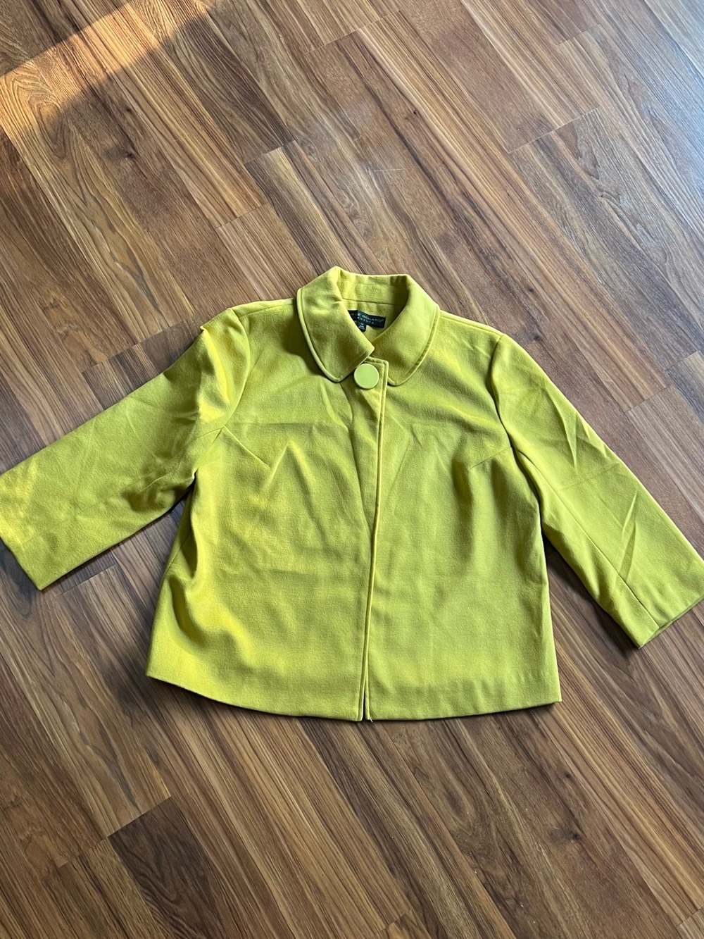 Harve Benard Yellow Cropped Pea Jacket with Round Button